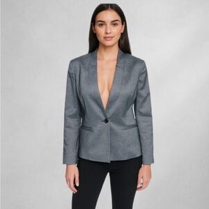 Anne Klein Womens Blazer  Size 14 Gray Stretch Business Suit Jacket